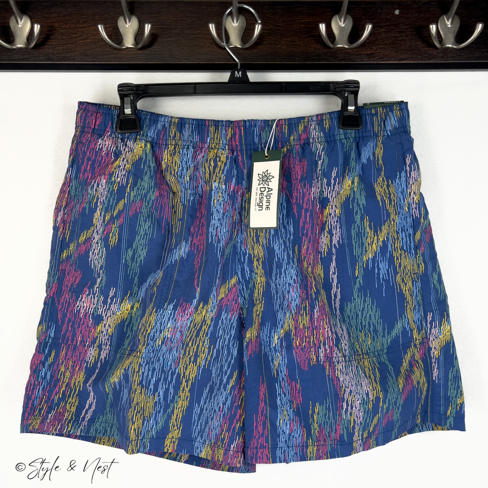Alpine Design Pull on Shorts 5" Multicolor Retro Size Medium NWT